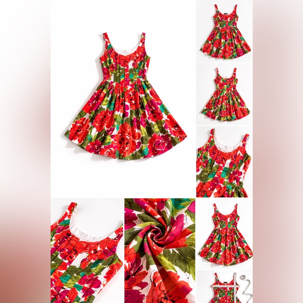 Jones New York Floral Mini Dress - Red and Green